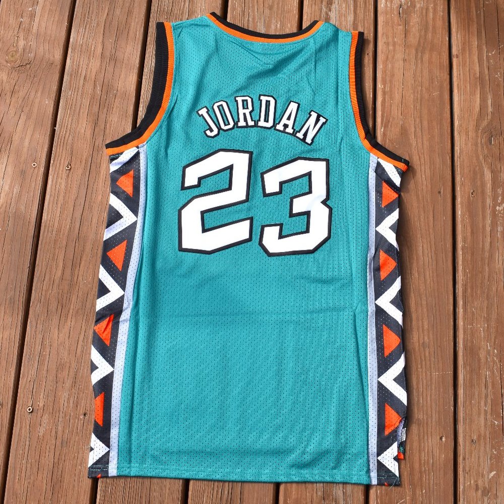 New! Michael Jordan 1996 Blue NBA Allstars Pepper Basketball Jersey Mens XL